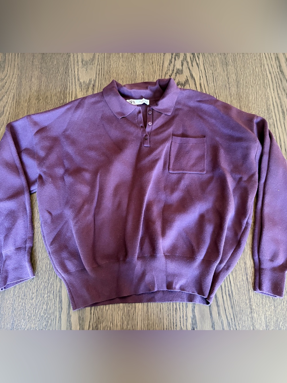 Zara Plum Polo-Neck Button Sweater